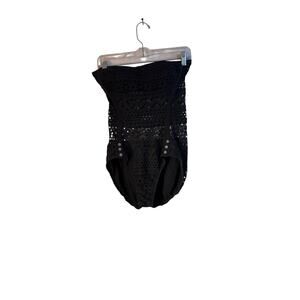 VTG Robin Piccone USA Black Illusion Mesh One Piece Bikini Hipsters Boho size 10